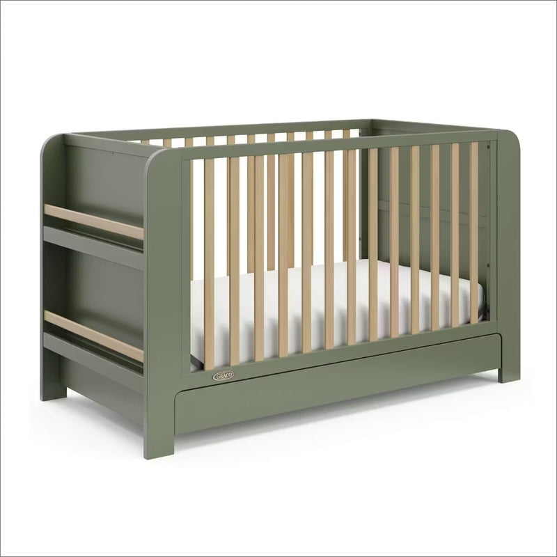 Graco Read-with-Me 4-in-1 Crib with Drawer - Olive/Driftwood K4