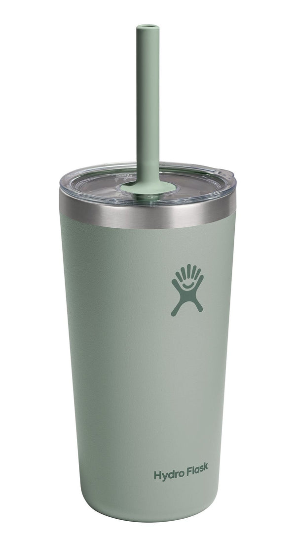 Hydro Flask Stainless Steel Insulated All Around Tumbler with Clear Press-In Straw Lid, Agave, 20-oz F8