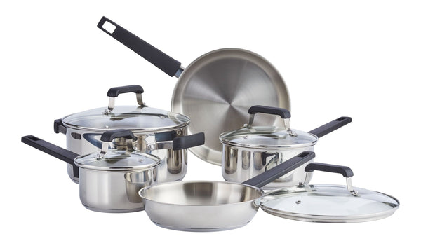 Master Chef Stainless Steel Cookware Set with Glass Lids, 9-pc Z8