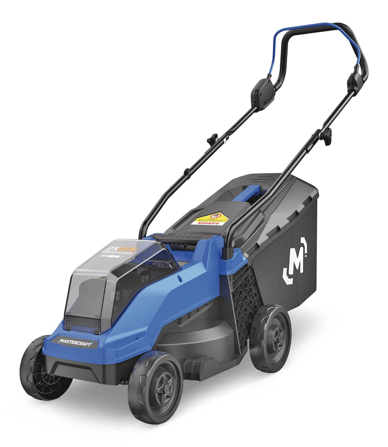 Mastercraft 2 x 20V Cordless 14-in Brushless Push Lawn Mower Kit with 2 PWR POD 4 Ah Batteries and Charger U8