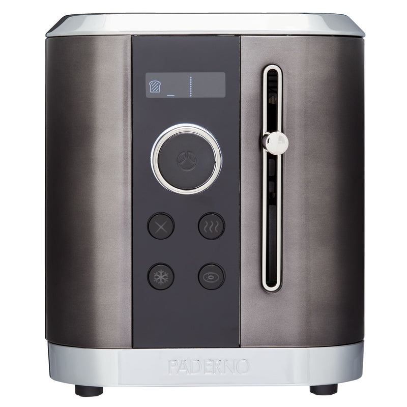 PADERNO Even Heat Wide Slots Toaster with 9 Settings, Black Stainless Steel, 2-Slices I4