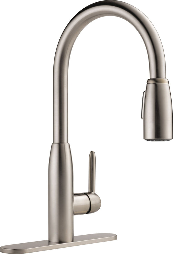 Peerless Tunbridge Single Handle High Arc Pull Down Kitchen Faucet, Stainless Steel G9