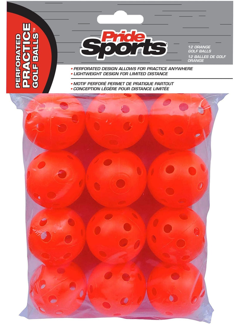 PrideSports Perforated Plastic Practice Golf Balls, Lightweight, 12-pk, Assorted Colours N2