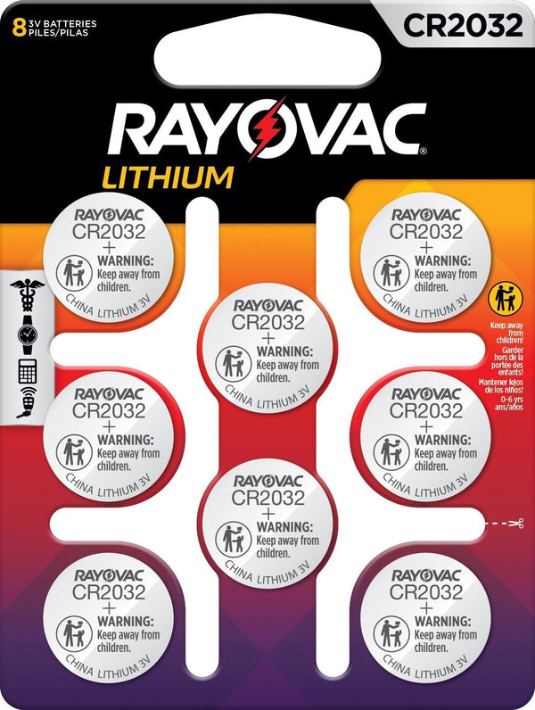 Rayovac CR2032 Lithium Coin Batteries, 8-ct W5