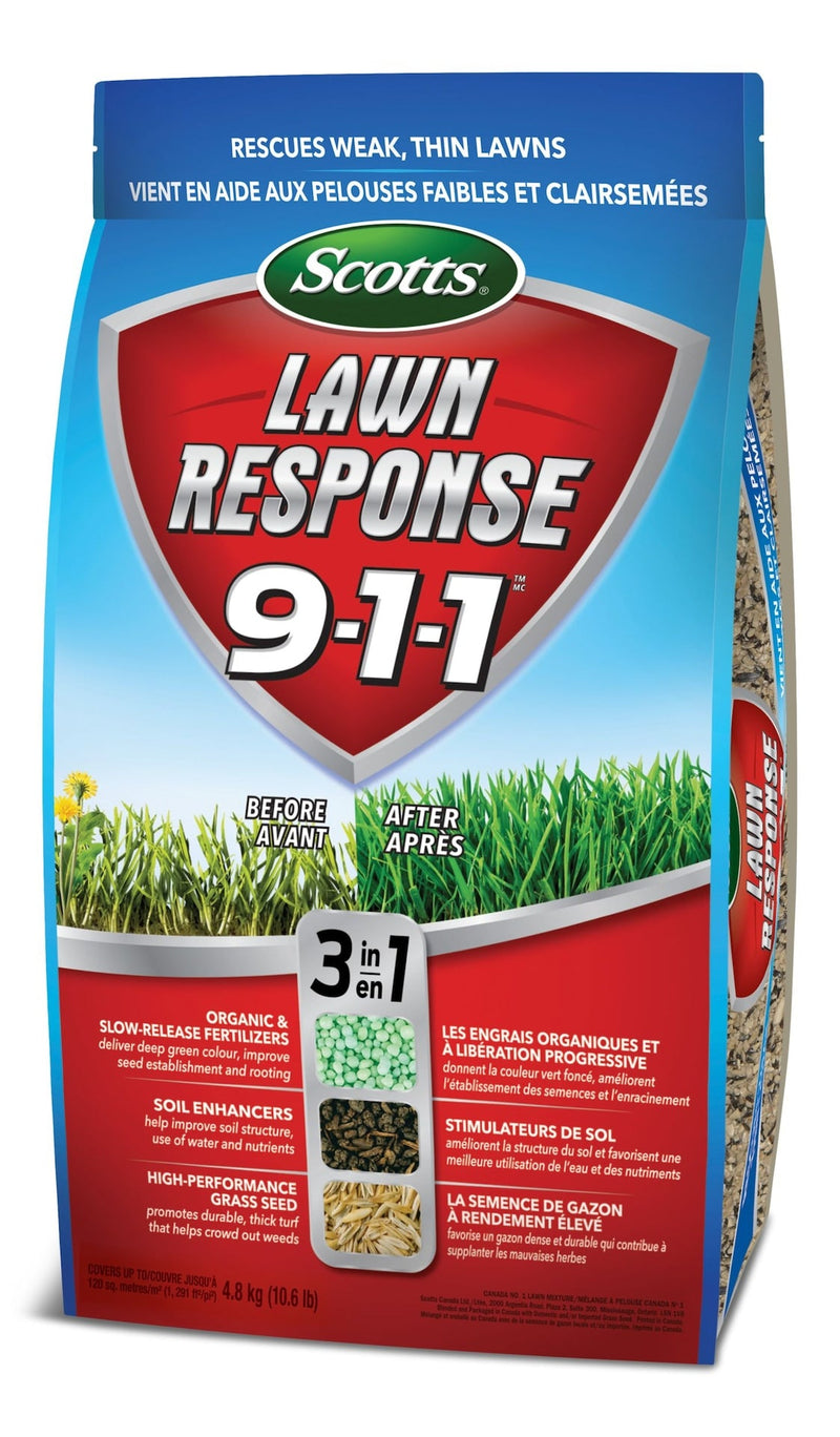 Scotts Lawn Response 3-in-1 Grass Seed & Fertilizer Mix, 9-1-1, 4.8-kg S5