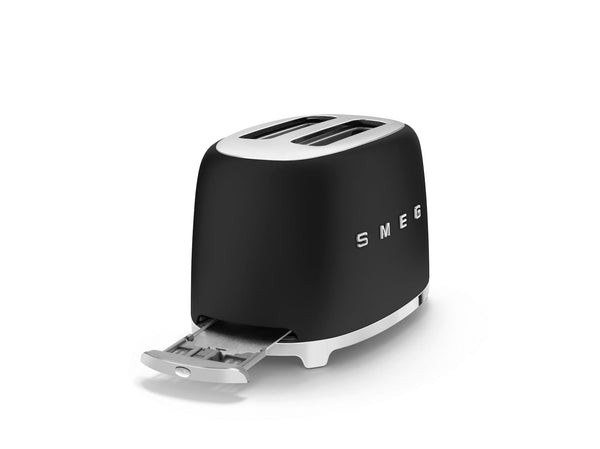 Smeg 50's Retro Style Wide Slot Pop Up Electric Toaster with 6 Settings, 2-Slices, Matte Black P8