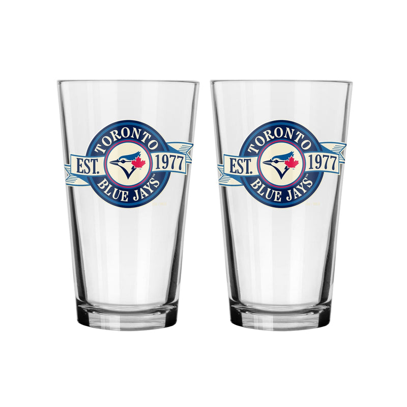 Toronto Blue Jays Pint Drinking Glass Set For MLB Baseball Fans/Collectors, 16-oz, 2-pk U6