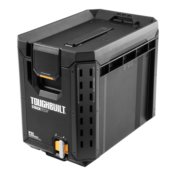 ToughBuilt StackTech Half Portable Modular Plastic/Metal Tool Box with Inner Tray and 5 Dividers, IP65-Rated, Black M9