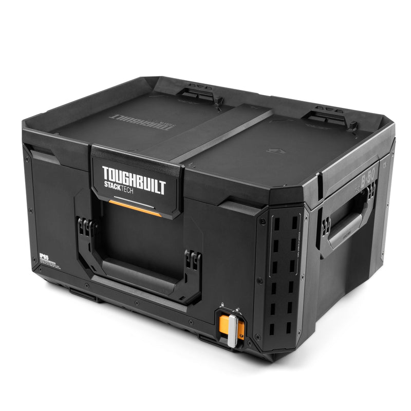 ToughBuilt StackTech Middle Portable Modular Plastic/Metal Tool Box with Inner Tray, IP65-Rated, Black T2