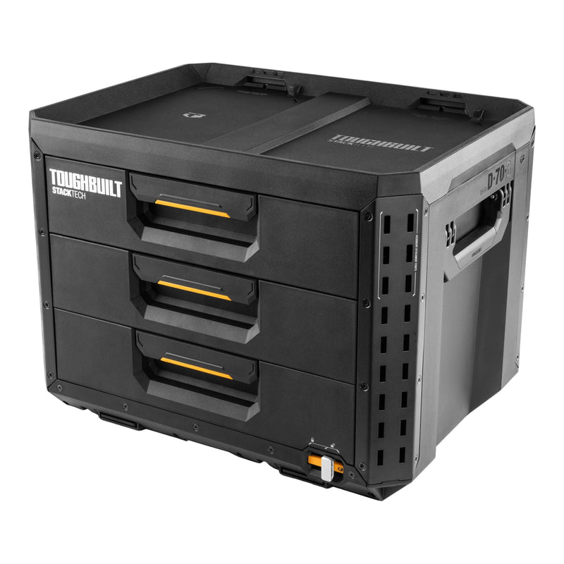 ToughBuilt StackTech XL 3-Drawer Auto-Locking Portable Modular Tool Box, Black P6