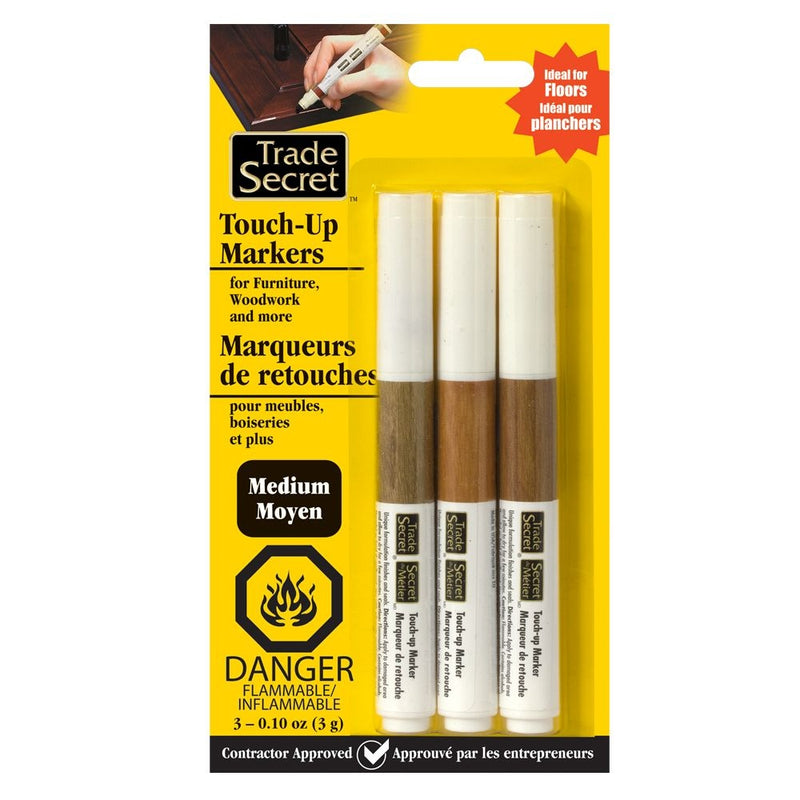 Trade Secret Medium Touch Up Markers for Wood, Medium Brown, 3-pk E3
