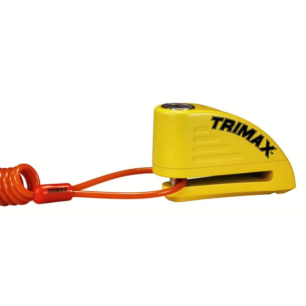 Trimax Alarmed Disc Lock with 8mm Pin, Yellow with Pouch & Cable B3