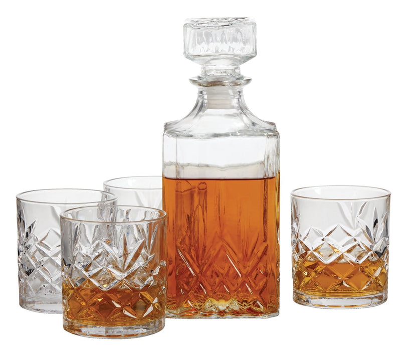 Trudeau Glass Whiskey Decanter & Glasses Set, 5-pc F2