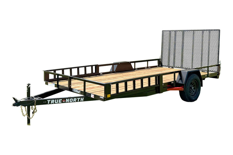 True North 83-in x 14-ft Utility Trailer With Gate & Side ATV Ramps, Black Z0