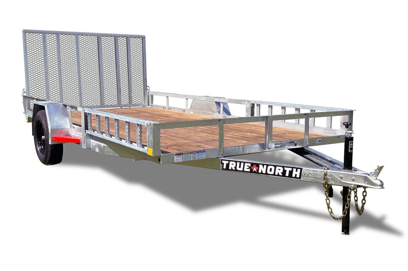 True North 83-in x 14-ft Utility Trailer with Gate & Side ATV Ramps, Galvanized B6