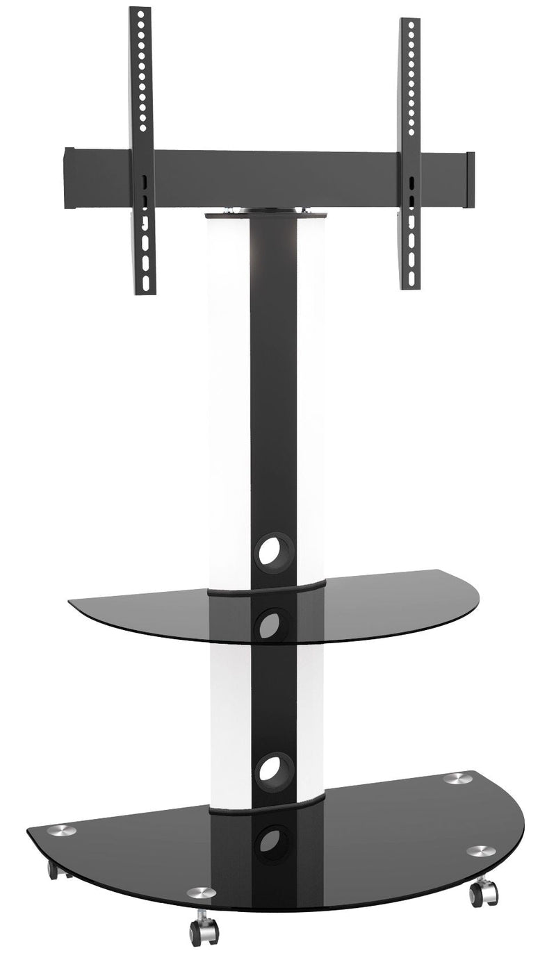 TygerClaw LCD84113BLK Superior TV Cart with Glossy Glass Base and Shelf, 32-in to 55-in F8