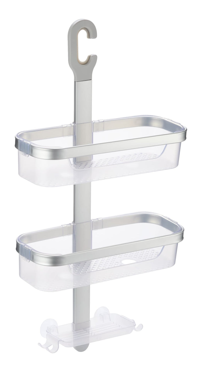 Type A 2-Tier Aluminum Shower Caddy with Soap Dish, Silver H5