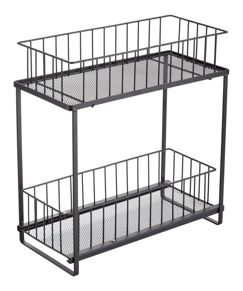 Type A 2-Tier Shower Organizer with Slide Out Basket, Black K2
