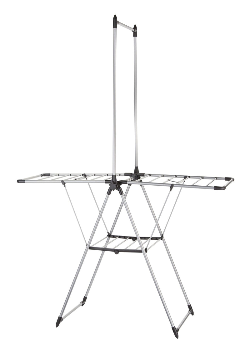 type A Adjustable Drying Rack with Hanger Bar, 53.5 x 23.6 x 39-in, Silver W2