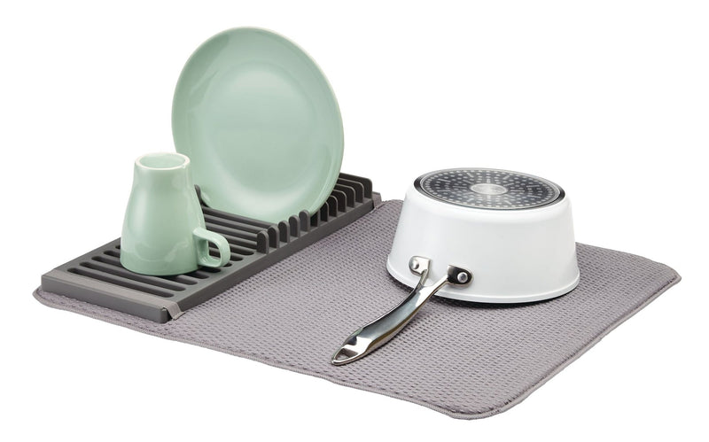 Type A Comfort Absorbent Folding Microfibre Dish Drying Mat & Draining Rack, Grey, 20 x 16-in S7
