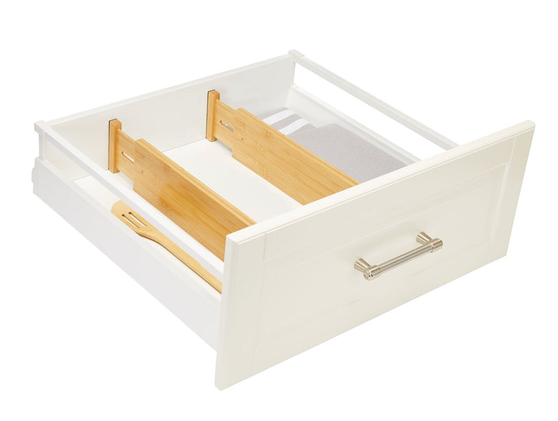 Type A Engrained Adjustable Spring-Loaded Bamboo Kitchen Drawer Dividers, Non-Slip, 2-pk F6