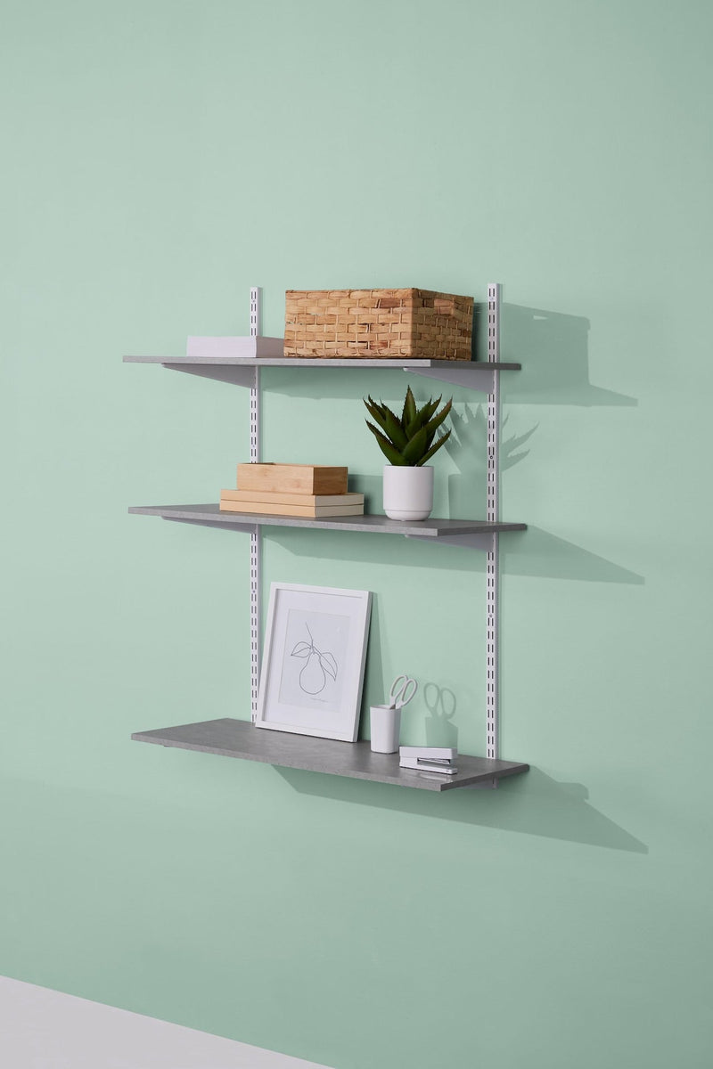 type A Floating Wall Shelf Board, Grey Concrete, 16 x 35-in V3