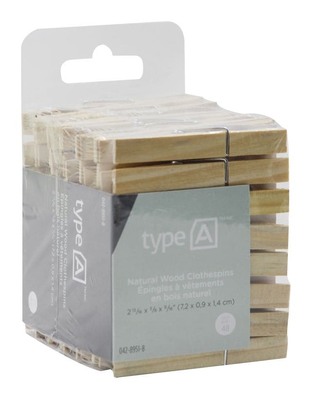type A Natural Wood Clothespins, 48-pk V5