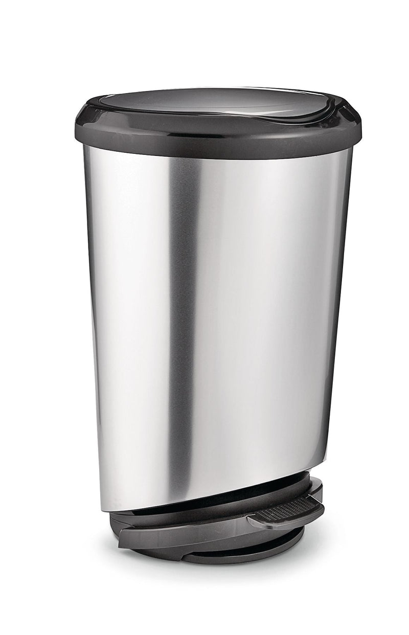 type A Plastic D-Shaped Step Garbage Can, Silver, 42-L Y5