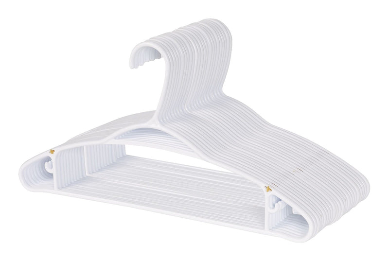 type A Plastic Hangers, Slim, White, 24-pk C7