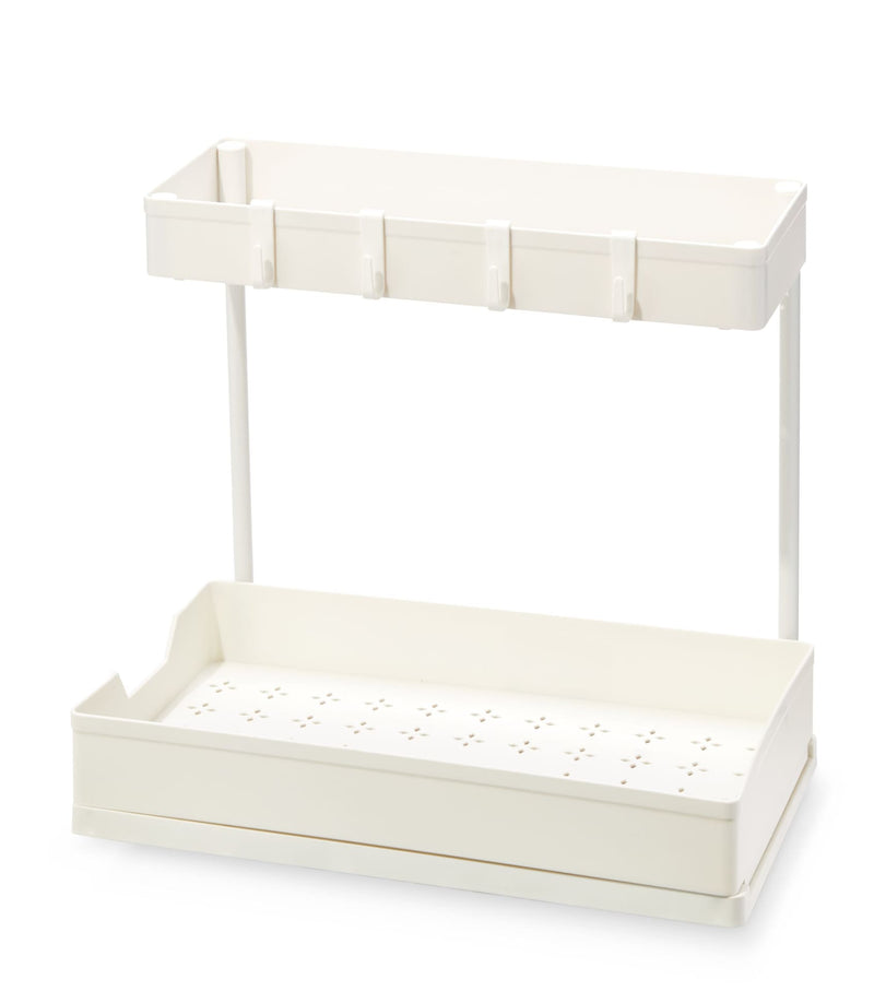 type A Prima Under-the-Sink 2-Tier Organizer with Drawer, White D5