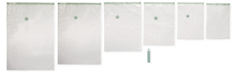 type A Reusable Vacuum Seal Storage Bag Set with Pump, Multi-Size, 6-pk J0