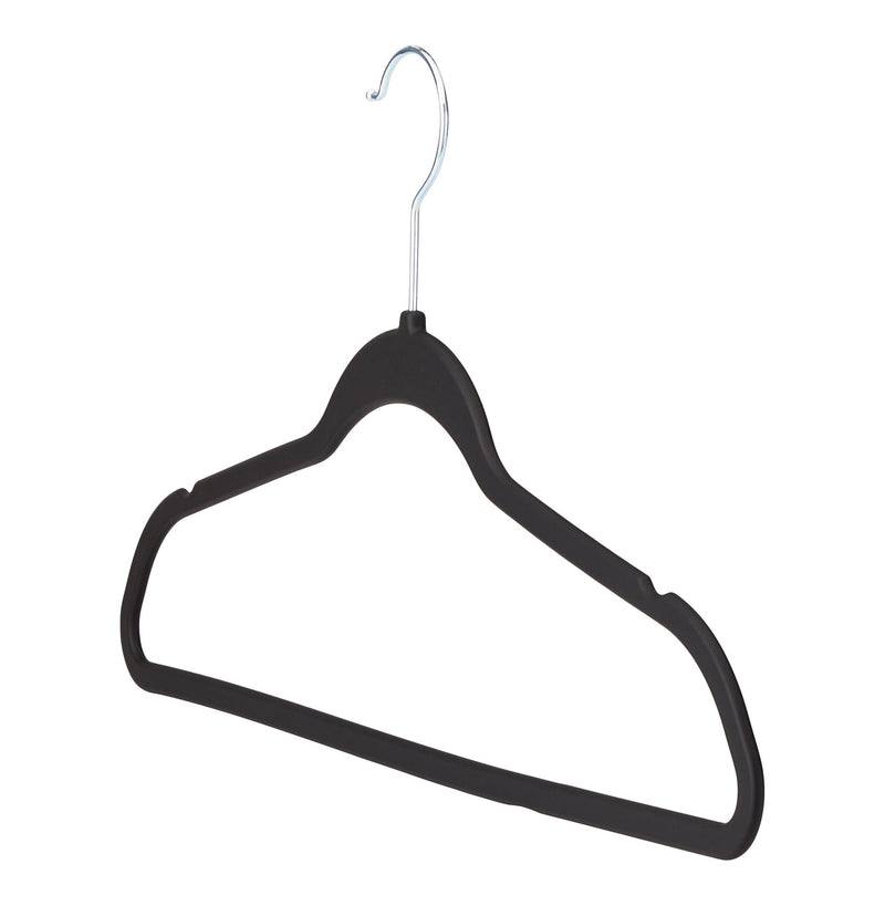 type A Rubberized Slim Non-Slip Hanger, Black 10-pk L0