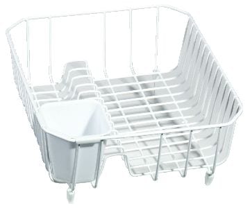 Type A Small Metal Dish Drying/Draining Rack For Kitchen, White, 14.25 x 12.5 x 5-in K1
