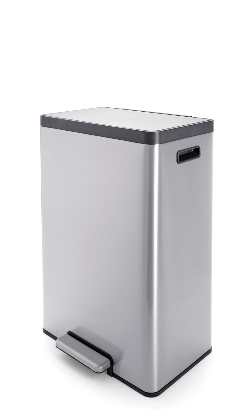 type A Stainless Steel Rectangular Dual Compartment Garbage Can, 2 x 20-L R0