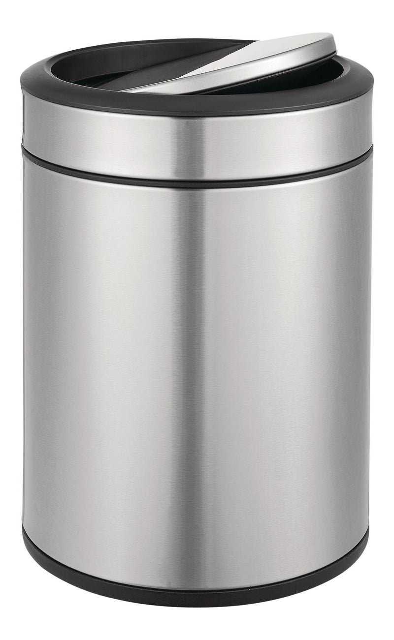 type A Steel and Plastic Circular Swing Lid Garbage Bin, Silver, 8-L R4