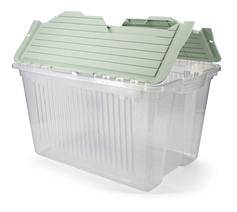type A Transparent Stackable Storage Box with Flip-top Lid, 45-L, Eucalyptus P7