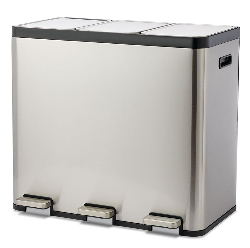 type A Tri-Sorter Stainless Steel Garbage Can, 3 x 20-L B2