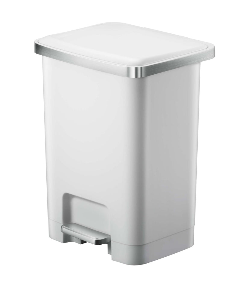 Type A Wide Resin Rectangular Step Refuse Can, White, 25-L C2