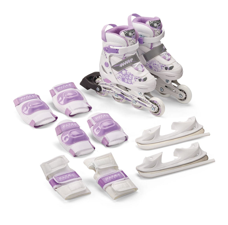 Ultra Wheels Switchers Ice/Inline Skates with Pad Set, Purple, Youth M8