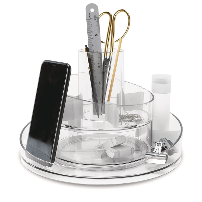 Umbra Cascada Acrylic Spinning Turntable Cosmetic Vanity Organizer, Clear L6