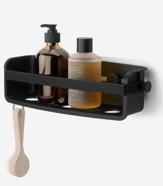 Umbra Flex Adhesive Shower Caddy Organizer Bin, Black E8