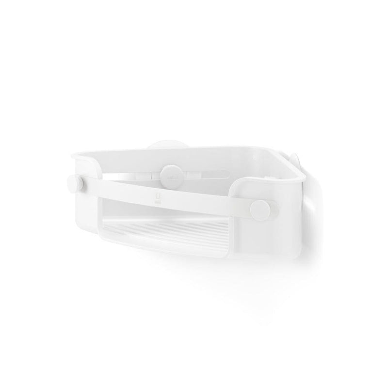 Umbra Flex Gel-Lock Rust-Resistant Corner Shower Caddy, with Hooks, White M2