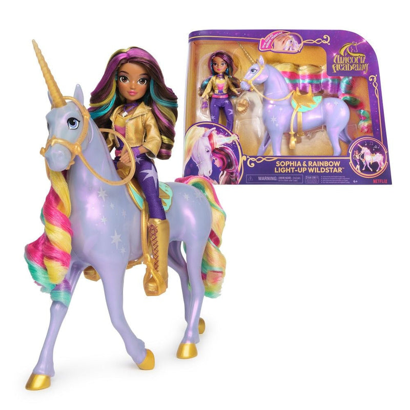 Unicorn Academy, Sophia & Interactive Rainbow Light-up Wildstar Unicorn Toy, Ages 4+ N0