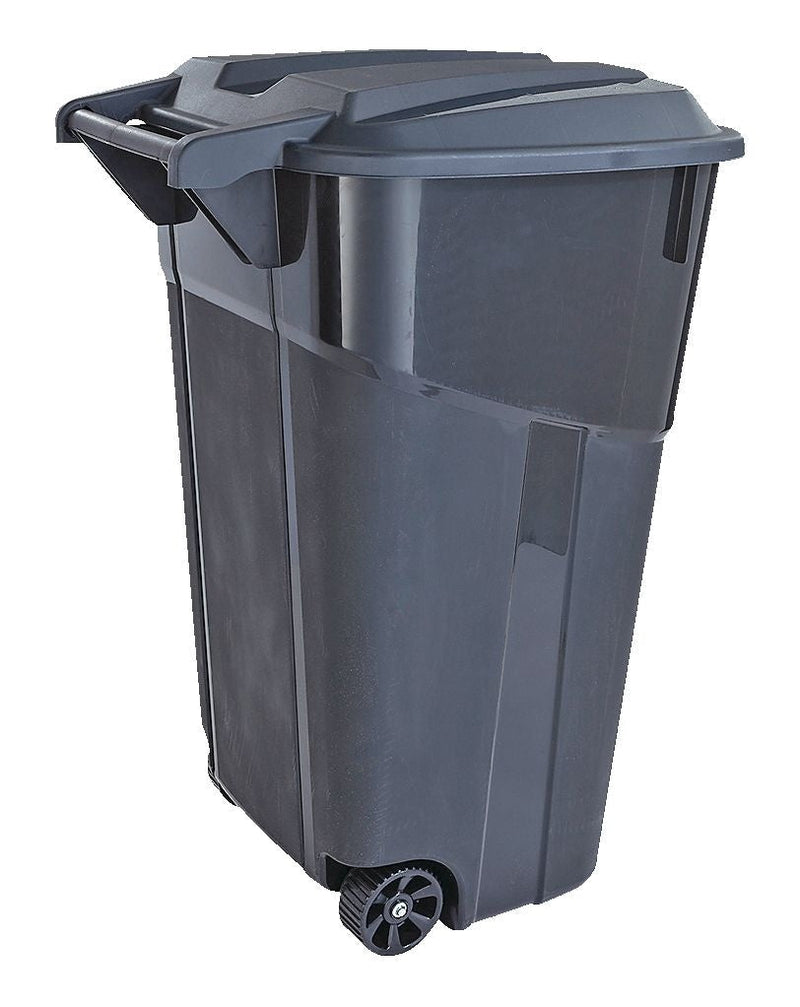 United Solutions Plastic Rectangular Wheeled Outdoor Garbage Can, Black, 121-L (32 US gal) G9