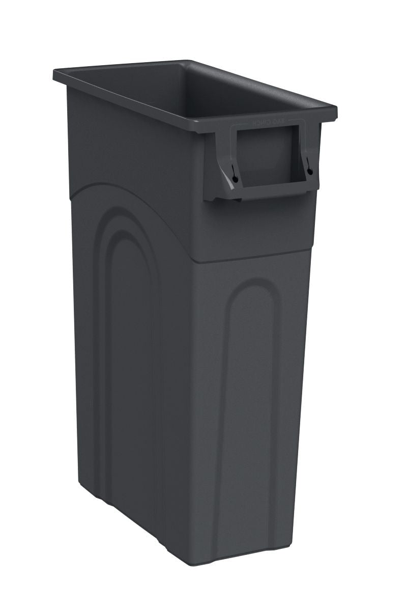 United Solutions Plastic Tall Slim Rectangular Garbage Can, Black, 87-L I0
