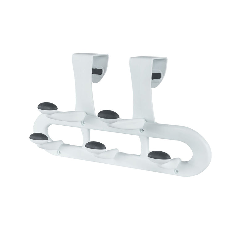 Urbana Plastic 5-Hook Over the Door Hook, White, 13-in E2