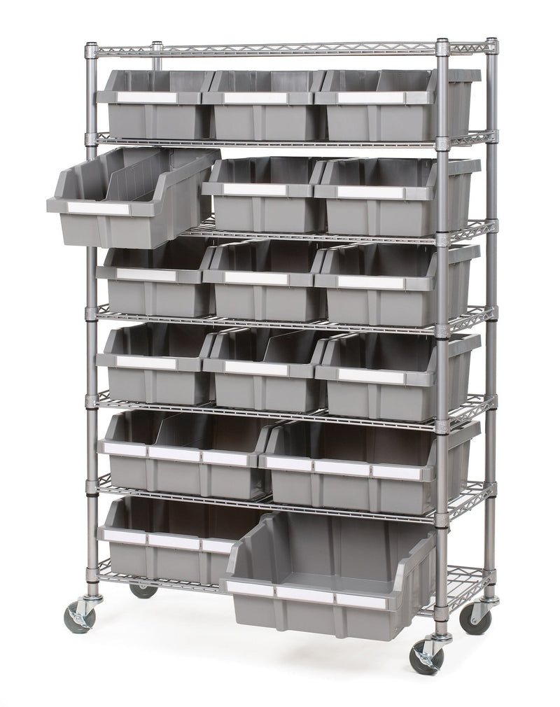Vancouver Classics 7-Tier NSF 16-Bin Rack Shelving, 36-in x 14-in x 56-in I1