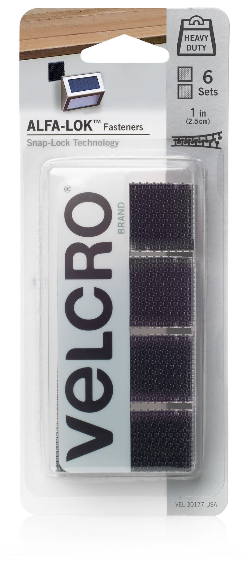 Velcro Alfa Lok 6-Set 15-lb Black Heavy Duty Fasteners with Snap-Lock Technology S8