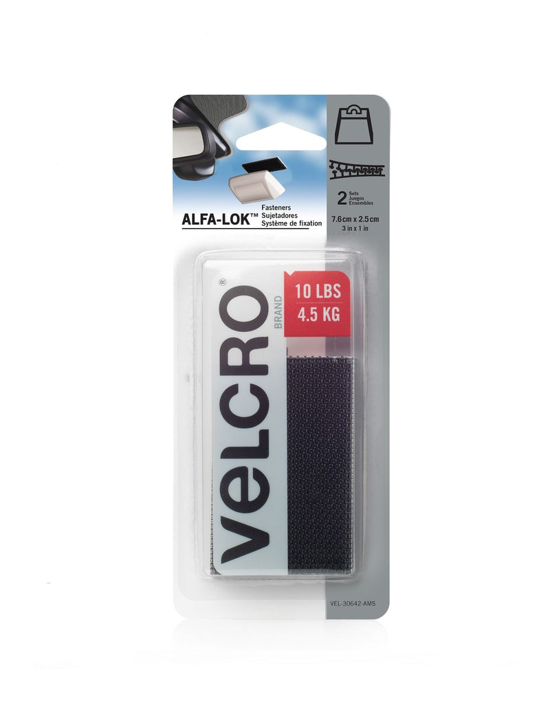 Velcro ALFA-LOK Double-Sided Adhesive Fastener Strips, Black, 10-lbs, 2-pk I1