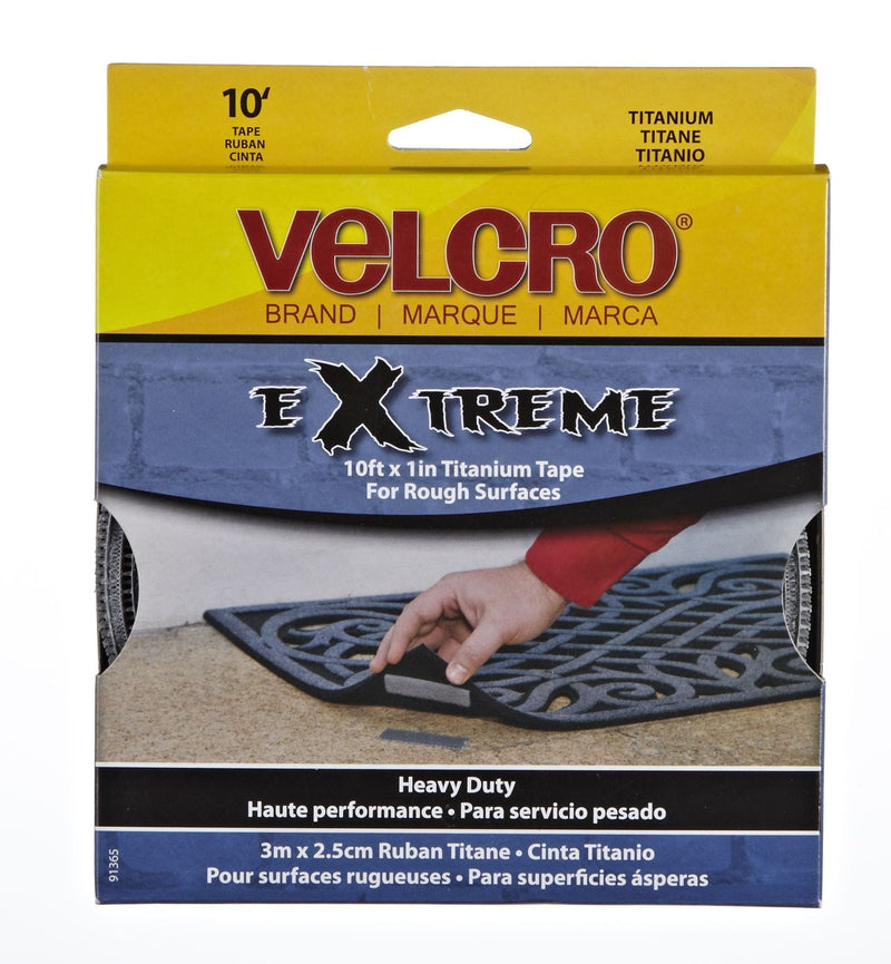 Velcro Heavy Duty UV-Resistant Extreme Titanium Strip Tape with Permanent Adhesive, 10-ft x 1in, 1-pk U3